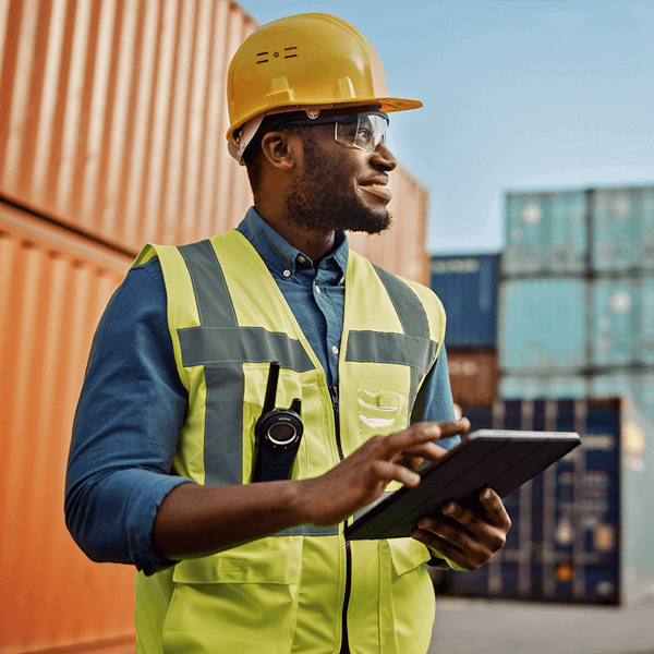 Supply chain worker with tablet