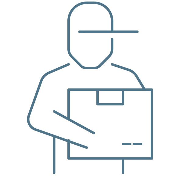Worker with a box delivery icon